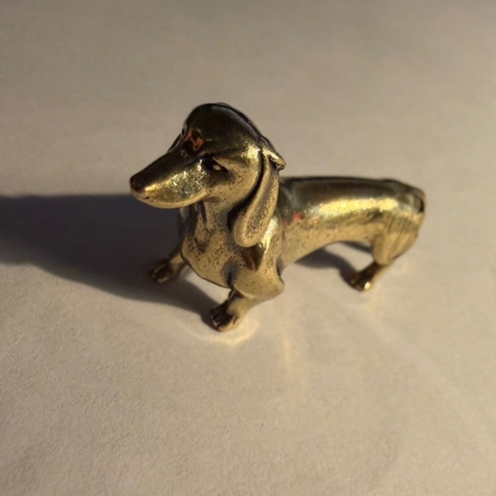 Solid‎ Brass Dachshund Dog Figurine Miniature Statue Collectible Animal Decor - Picture 4 of 7